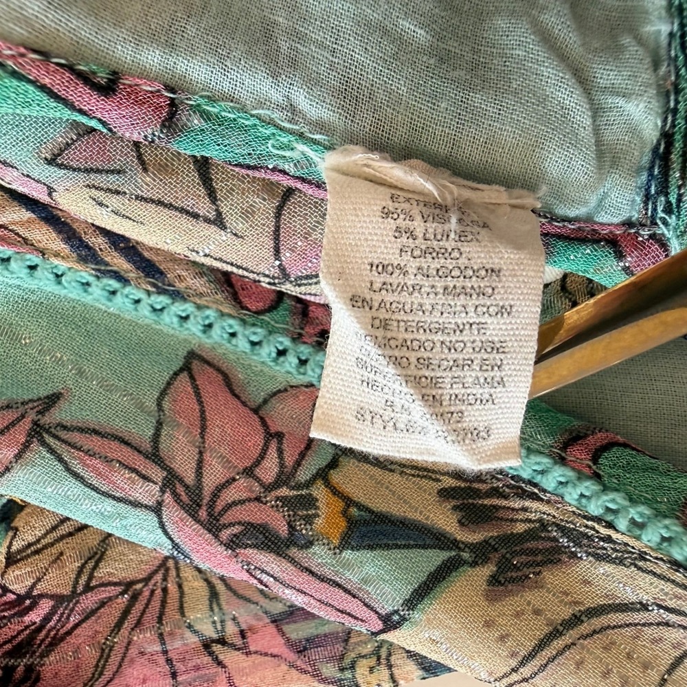Raga Anthropologie "Botanic Enchantment" Lurex Open Back Mini Dress - Size Small - Picture 9 of 11